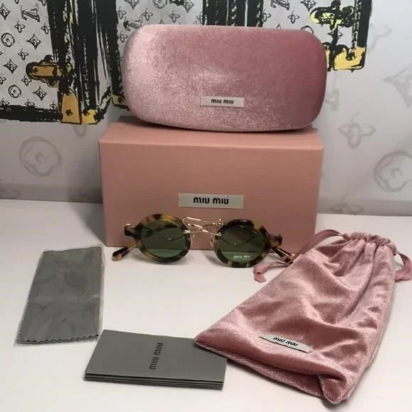 New Authentic Miu Miu Tortoiseshell Sunglasses with Green  display picture 2